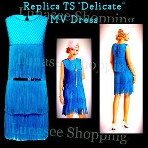 COPY - Blue sequin fringe cocktail dress similar to Taylor Swift’s Delicate MV …